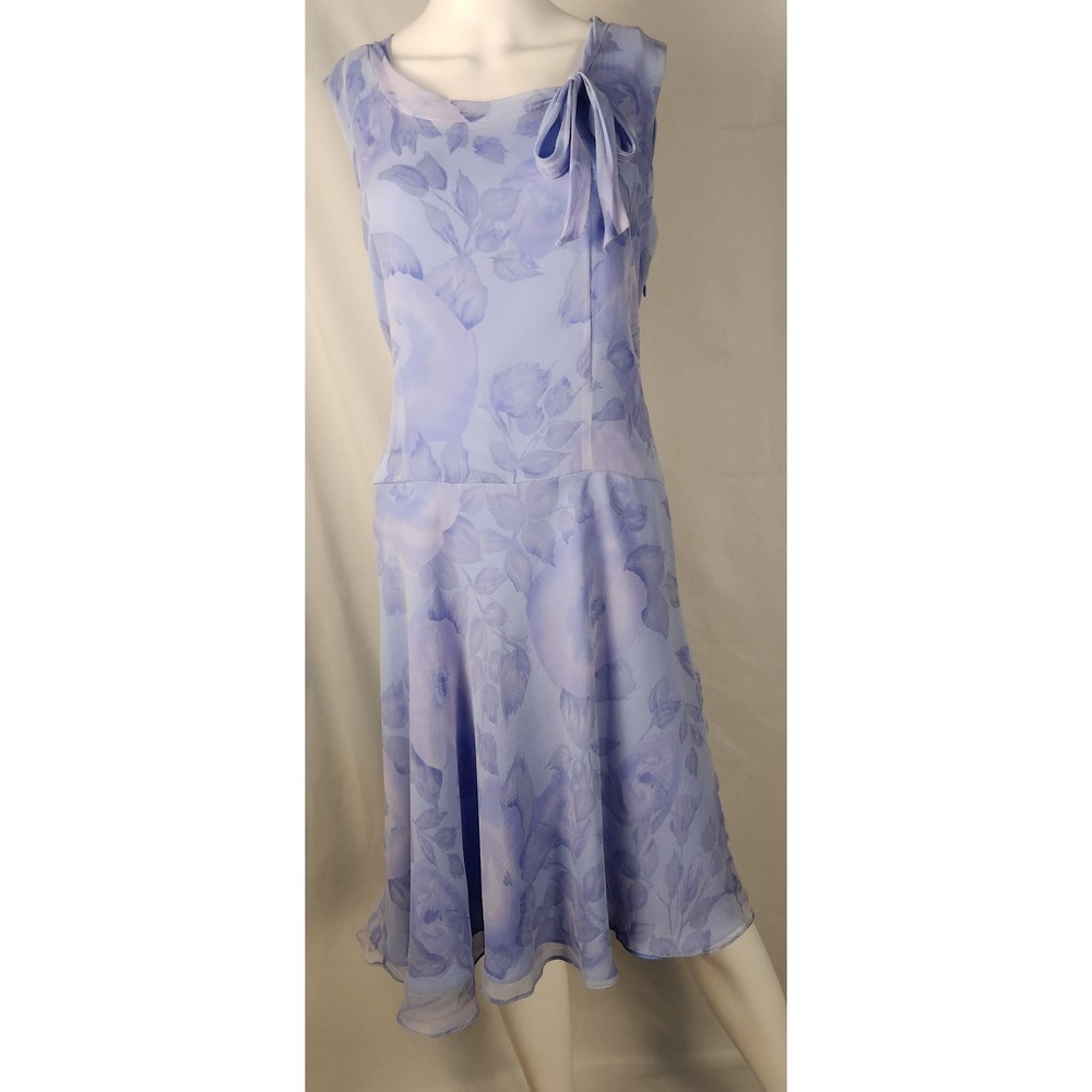 Talbots Periwinkle Sleeveless Silk Classic/Old-Money/Quiet-Luxury Dress 14